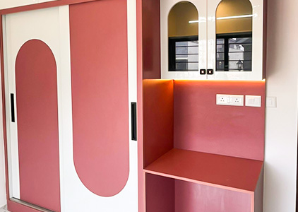 Modern wardrobe with desk