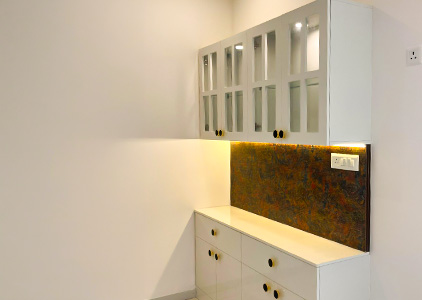 Wall-Mounted Storage Unit with Glass Cabinets