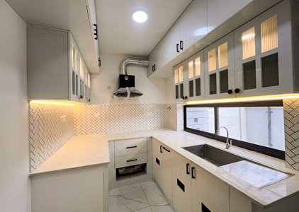 Interior Jumbo Modern L-Shaped Modular Kitchen