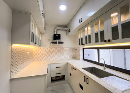 Elegant modular kitchen with modern cabinets