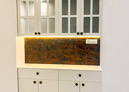 Elegant display unit with storage cabinets